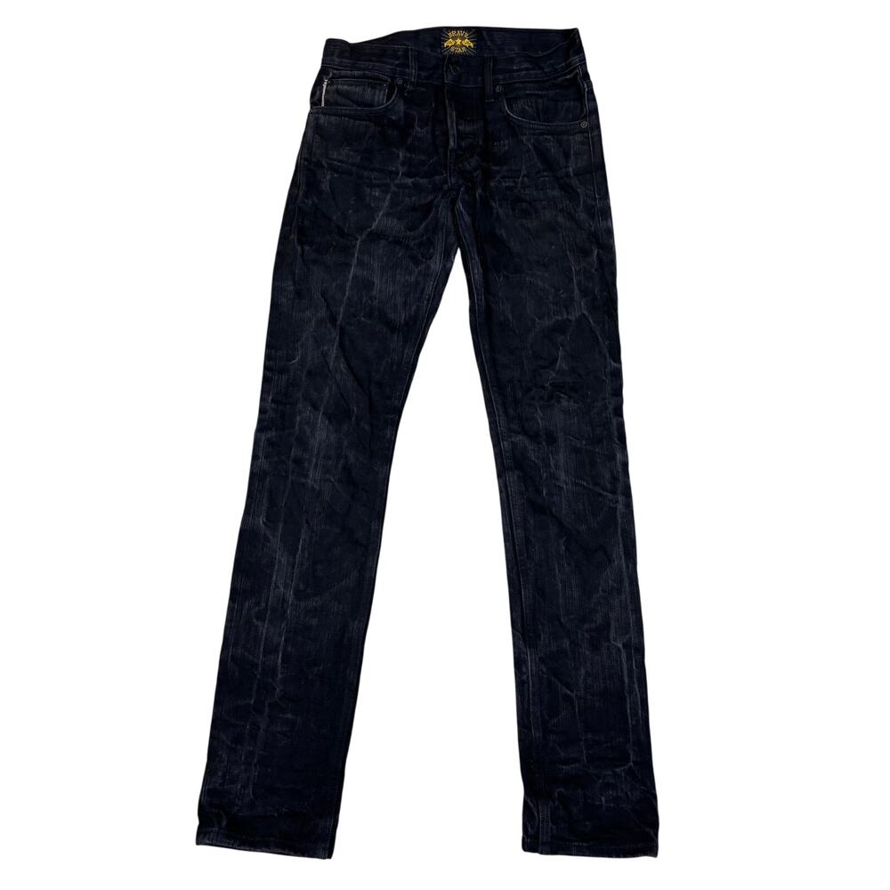 Brave Star Selvedge The Slim Straight Black Denim Jeans Men's 29x34